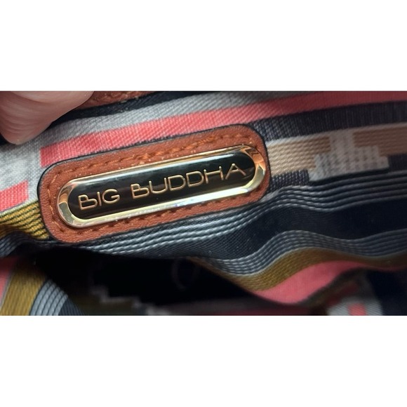 Big Buddha Faux Leather Hobo Bag Brown Boho Ring Tassel Braided Strap Large - Picture 7 of 9